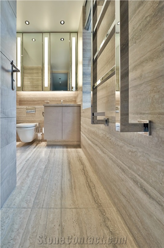 Travertino Silver Bathroom Design, Wall and Floor, Travertino Silver Grey Travertine Bathroom Design