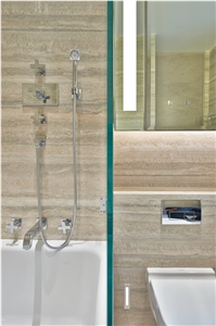 Travertino Silver Bathroom Design, Wall and Floor, Travertino Silver Grey Travertine Bathroom Design