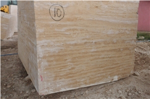 Classic Beige Travertine Slabs, Denizli Beige Travertine Block