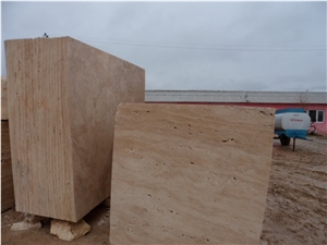 Classic Beige Travertine Slabs, Denizli Beige Travertine Block