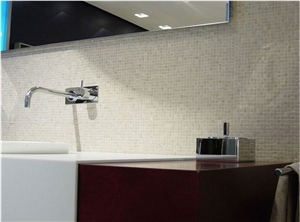 Interlocking Mosaic Wall Tiles, Milky Crema Beige Limestone Mosaic Interlocking Mosaic Wall Tiles, Milky Crema Beige Limestone Mosaic