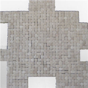 Sandy Beige 1x1 Travertine Interlocking Mosaic, Turkey Beige Travertine