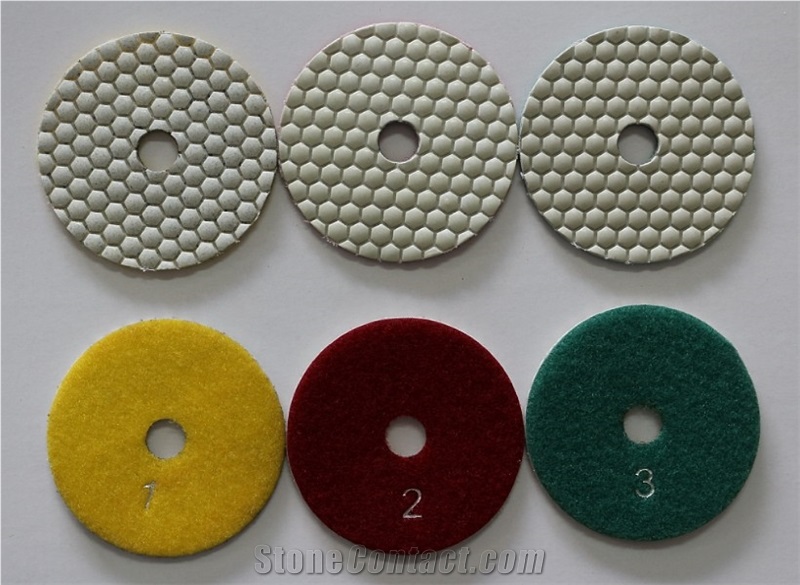 3steps Dry/Wet Polishing Pads, Fast Polishing for Granite, Marble, Nature Stone,3position Hexagon Type