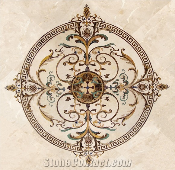 Beige Marble Waterjet Medallion