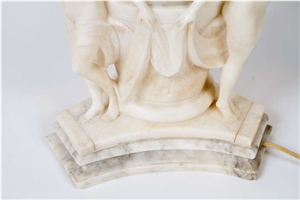 Carved White Alabaster Neoclassical Style Urn, Alabastro Transparente White Alabaster Urn