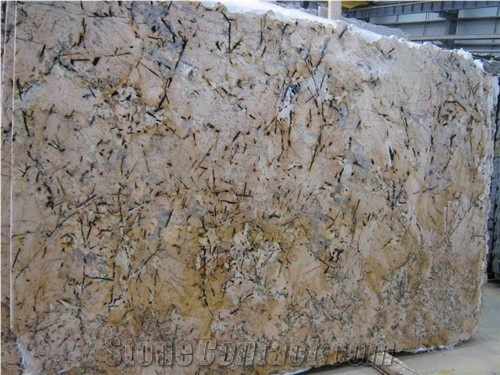 Golden Flakes Red Granite Slab