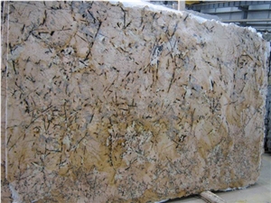 Golden Flakes Red Granite Slab