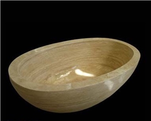 Round Stone Bathtub(Beige Travertine)