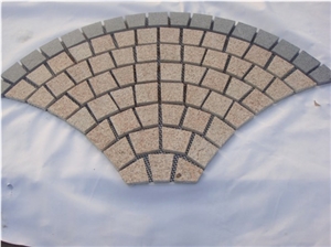 Yellow Granite G682 Cobble Pavers on Mesh