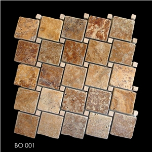 Noce Walnut Travertine Mosaic, Noce Walnut Brown Travertine Mosaic