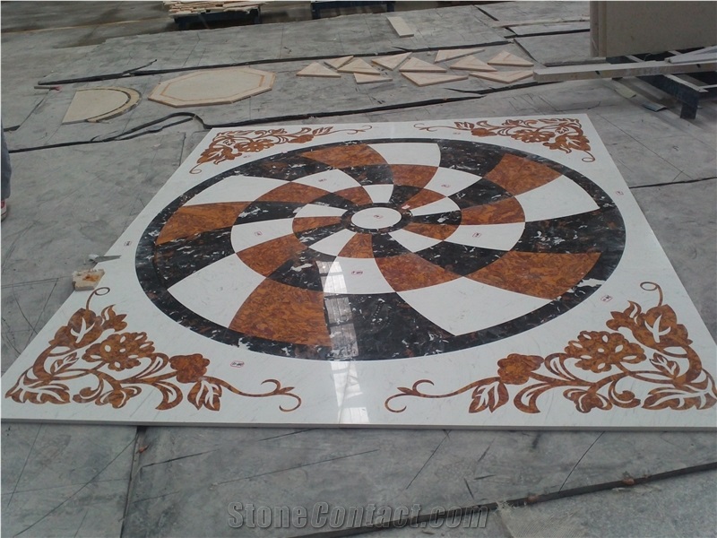 Multicolor Marble Waterjet Medallion