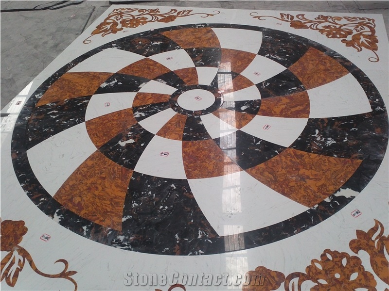 Multicolor Marble Waterjet Medallion