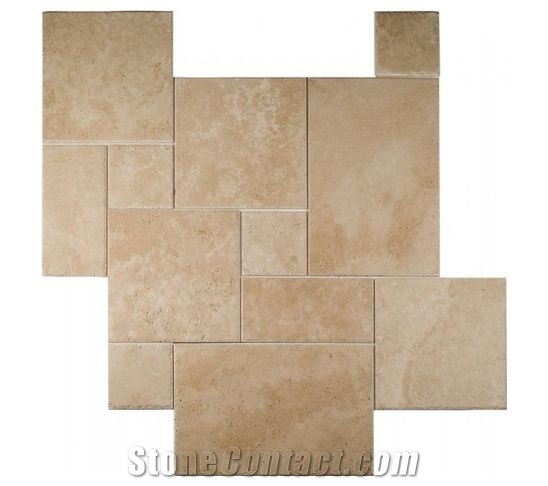 Classic Light Travertine Pattern Tumbled, Turkey Beige Travertine