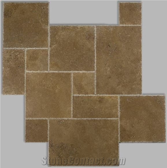 Noce Travertine Tumbled Pattern, Turkey Brown Travertine