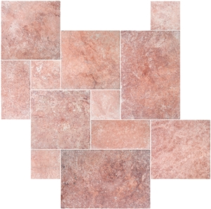 Red Travertine Tumbled Pattern, Turkey Red Travertine Tiles