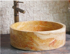Giallo Reale Rosato Marble Vessel Sink, Giallo Reale Rosato Pink Marble Vessel Sink