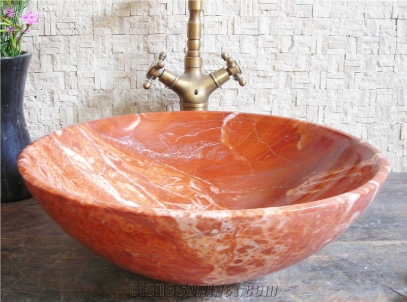Natural Stone Sinks,Wash Basins, Jasper Red Marble Wash Basins
