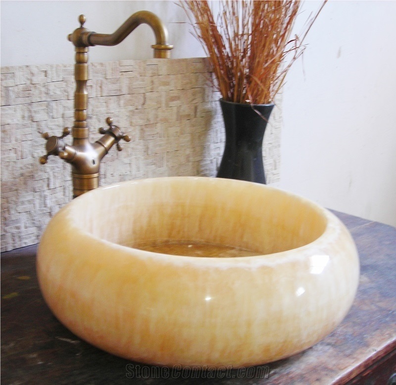 Natural Stone Sinks,Wash Basins,Jade Of Ice-flake Onyx Wash Basins