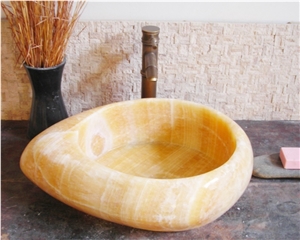 Natural Stone Vessel Sinks,Wash Basins, China Yellow Onyx Vessel Sinks