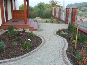 Grey Granite Cobble Stone, Paving Stone, Strzelin Grey Granite Paving Stone