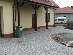 Grey Granite Cobble Stone, Paving Stone, Strzelin Grey Granite Paving Stone