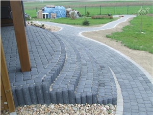 Grey Granite Terrace Cobbles and Deck Stairs, Zimnik Grey Granite Deck Stairs