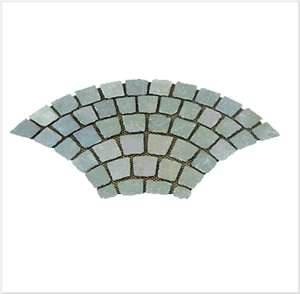 Slate On Net Random Paving Set, Green Slate Cobble, Pavers