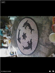 Sea Stone Pebbles Floor Medallion