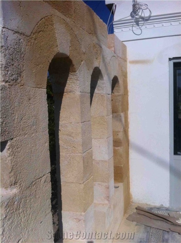 Beige Sandstone Cube Bricks for Walling