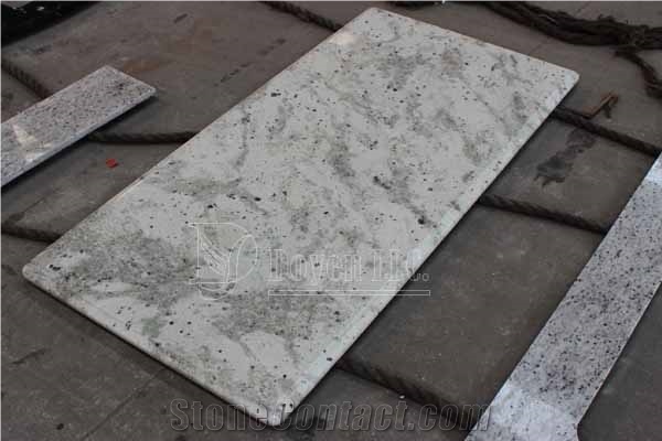 Andromeda White Prefab Kitchen Polished Granite Table Tops