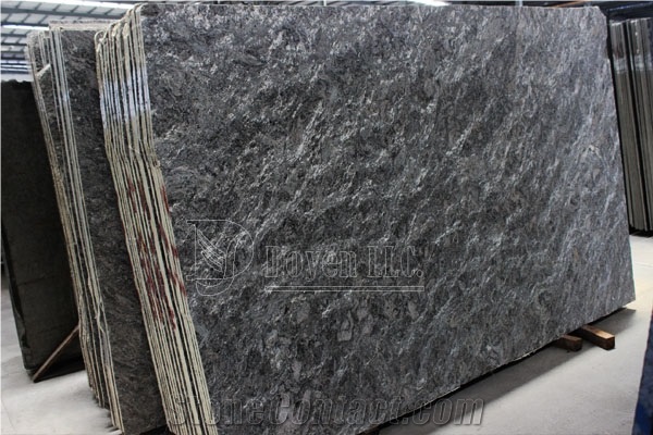 Brazil Cosmos Flamed Granite Slabs, Brazil Black Granite