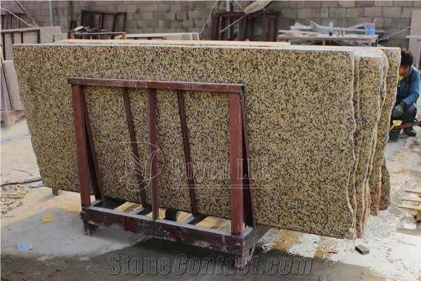 China Chrysanthemum Yellow Polished Granite Slabs