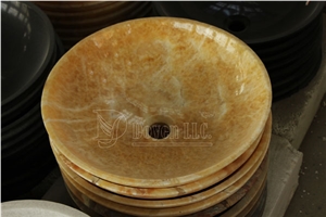 China Crystal Yellow Polished Onyx Round Sinks & Bowls