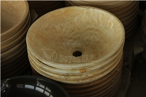China Crystal Yellow Polished Onyx Round Sinks & Bowls