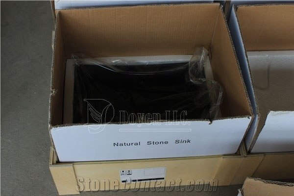 China Pure Black Honed Granite Square Vessel Sinks & Bowls