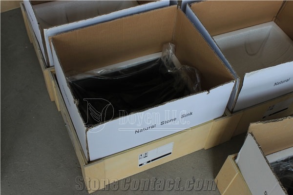 China Pure Black Honed Granite Square Vessel Sinks & Bowls