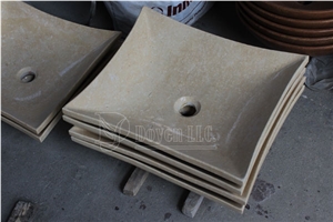Egypt Cream Custom Bath Polished Marble Rectangulal Basins & Vessel Sinks