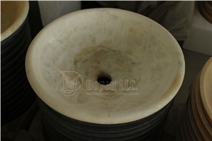 Iran White Onyx Bathroom Polished Onyx Round Bowls