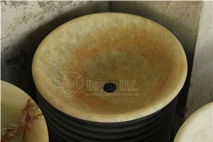 Iran White Onyx Bathroom Polished Onyx Round Bowls