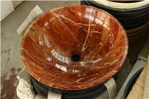 Philippines Tea Rose Bathroom Polished Marble Round Sinks