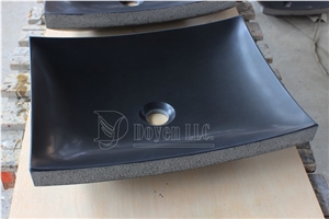 Pure Black Rectangular Honed Basins & Vessel Bowls, Pure Black Granite Sinks