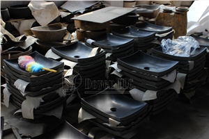 Pure Black Rectangular Honed Basins & Vessel Bowls, Pure Black Granite Sinks