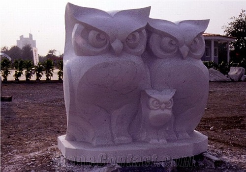 Blue Limestone Owl Statue,Sculpture, Cuckoo Statue