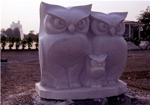 Blue Limestone Owl Statue,Sculpture, Cuckoo Statue