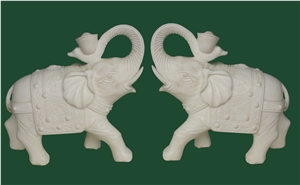 White Marble Elephant Sculpture, Elephant Statue