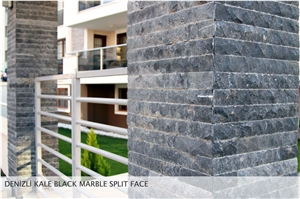 Split Face Black Marble Cladding Column