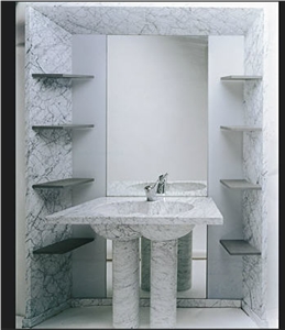 Lavabo Bellini, Bianco Venato Carpano White Marble Bath Tops