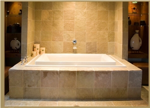 Beige Slate Bathrom Wall and Tub Surround, Beige Slate Bath Tub