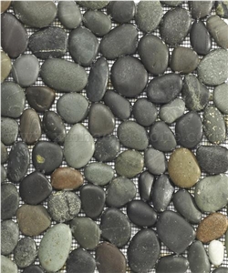 Natural Pebble on Net Mosaic,Mixed Pebble Chipped Mosaic for Flooring