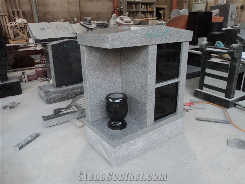 2 Niches Columbarium, G614c with India Black Grey Granite Columbarium